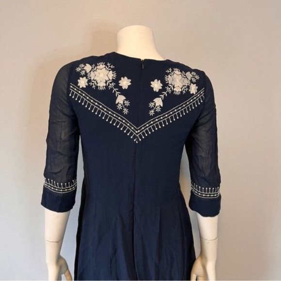French Connection 'Kiko' Embroidered Crepe Babydoll Dress Size 2 - Picture 7 of 16